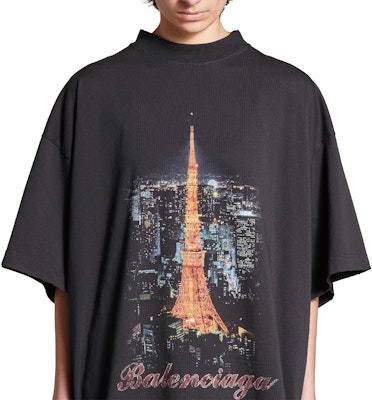 Balenciaga SS24 Camiseta Gráfica Oversize Negra de Cuello Redondo Ajuste Suelto 787349TQV751083 Sizing Balenciaga SS24 Camiseta Gráfica Oversize Negra de Cuello Redondo Ajuste Suelto 787349TQV751083