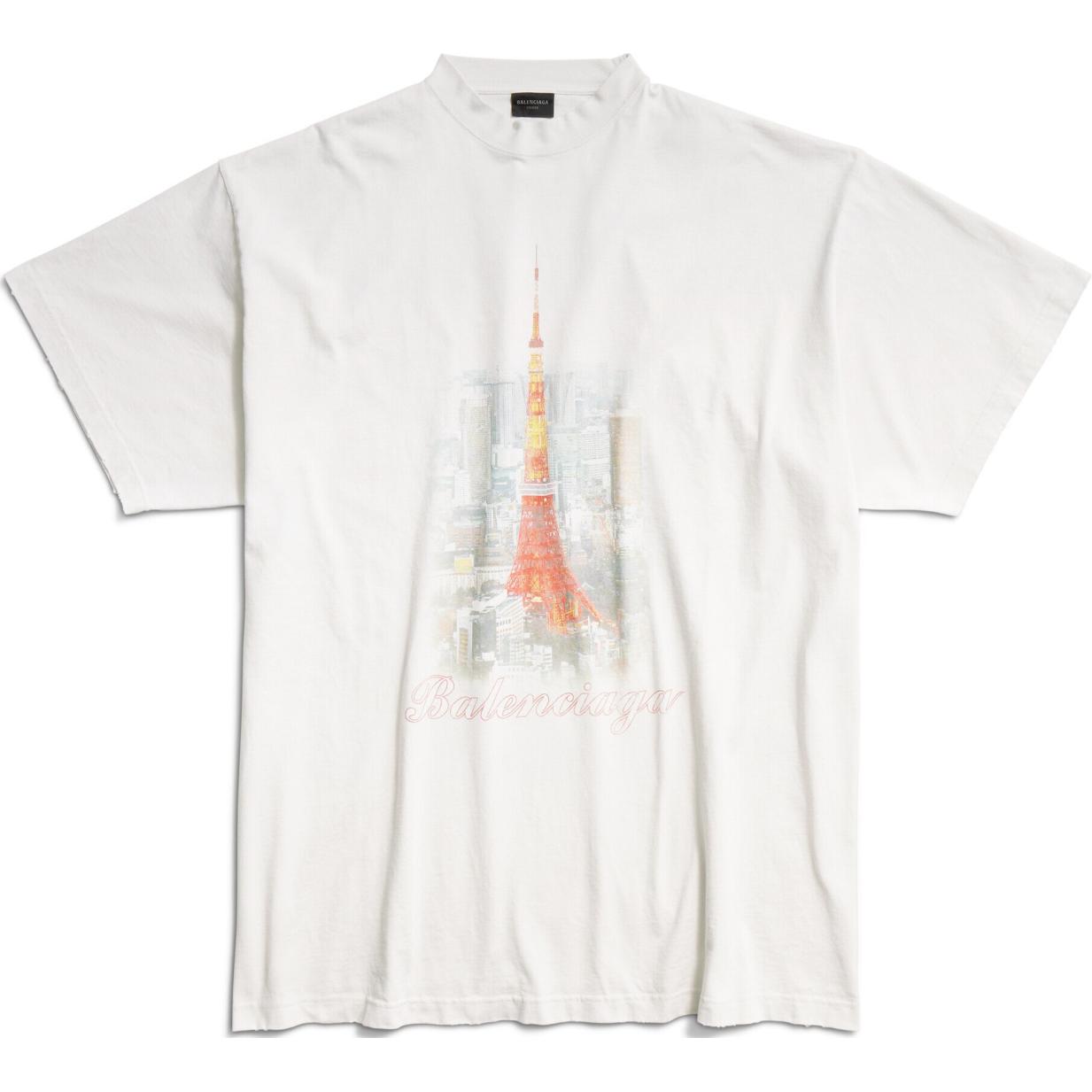 Balenciaga SS24 Graphic Print Oversized T-Shirt White Mens Casual Tee 787349TQV759016