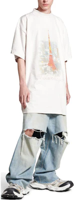 Balenciaga SS24 Baju-T Grafik Putih Lelaki Kasual Oversized. 787349TQV759016 Shop Balenciaga SS24 Baju-T Grafik Putih Lelaki Kasual Oversized. 787349TQV759016