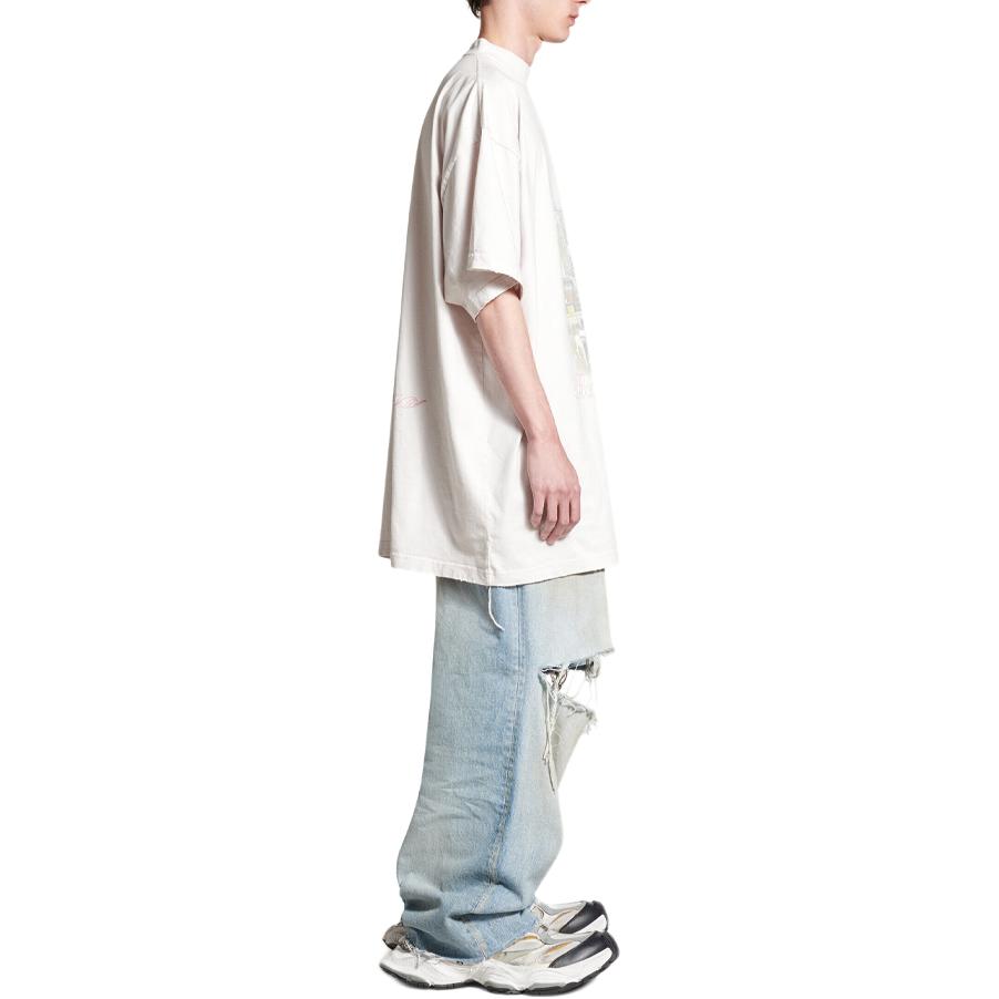Details for Balenciaga SS24 Baju-T Grafik Putih Lelaki Kasual Oversized. 787349TQV759016