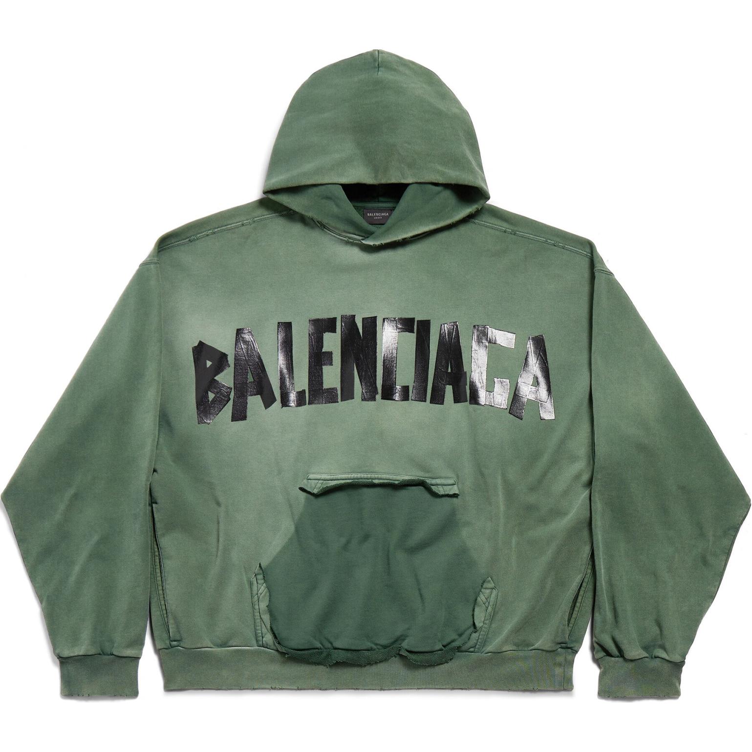 Balenciaga SS24 Green Logo Print Oversized Hoodie Fashion 744441TQVQ93004