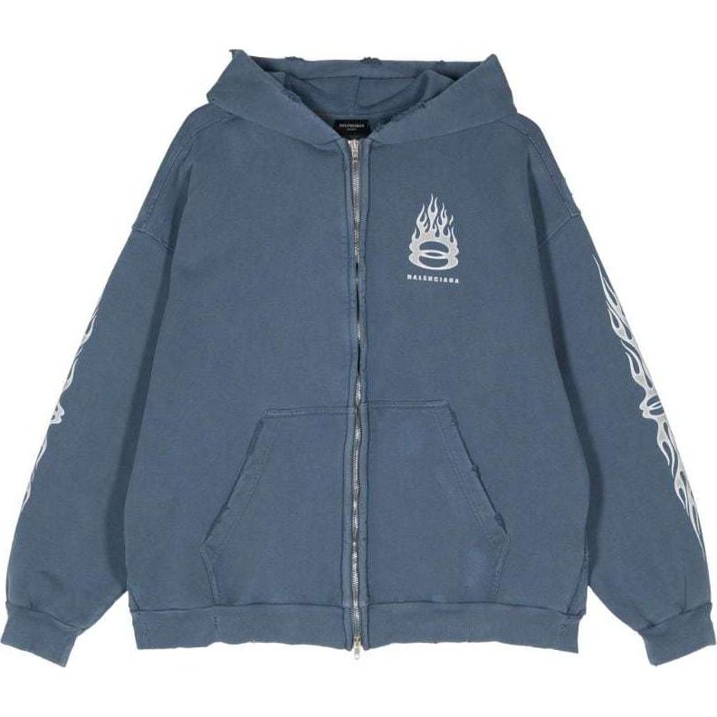 Balenciaga SS24 Letter Logo Print Hooded Sweatshirt Unisex Regular Fit Royal Blue 770939TQVW9-EMPERORBLUE