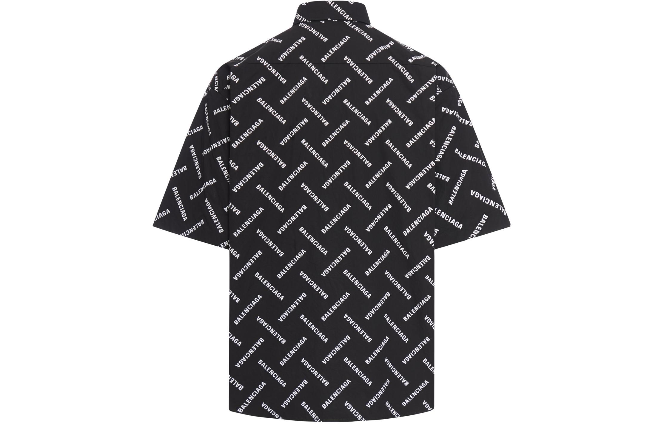 Lookbook 巴黎世家 SS24 字母Logo印花單排扣長袖襯衫 黑色 男款 681702TPLA41070