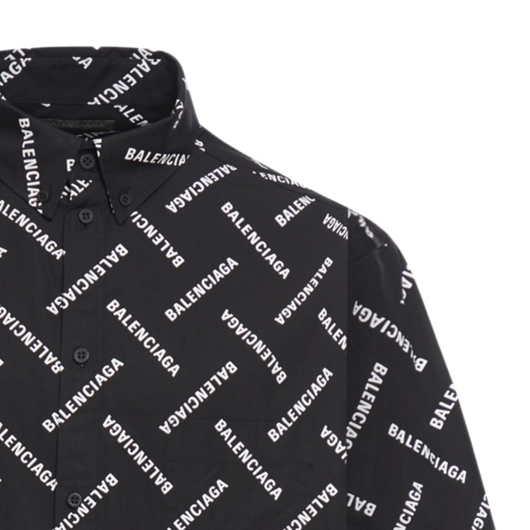 Details for 巴黎世家 SS24 字母Logo印花單排扣長袖襯衫 黑色 男款 681702TPLA41070