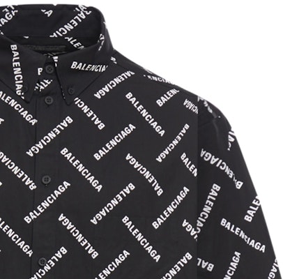 巴黎世家 SS24 字母Logo印花單排扣長袖襯衫 黑色 男款 681702TPLA41070 Details for 巴黎世家 SS24 字母Logo印花單排扣長袖襯衫 黑色 男款 681702TPLA41070