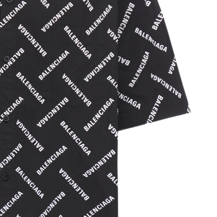 Cheap 巴黎世家 SS24 字母Logo印花單排扣長袖襯衫 黑色 男款 681702TPLA41070
