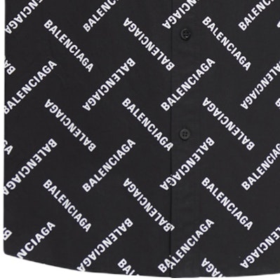 巴黎世家 SS24 字母Logo印花單排扣長袖襯衫 黑色 男款 681702TPLA41070 1