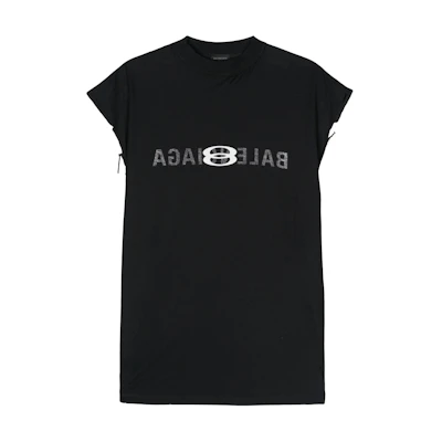 Balenciaga SS24 Letter Logo Print Unisex Black Crewneck T-Shirt Regular Fit 790352TQVJ41569
