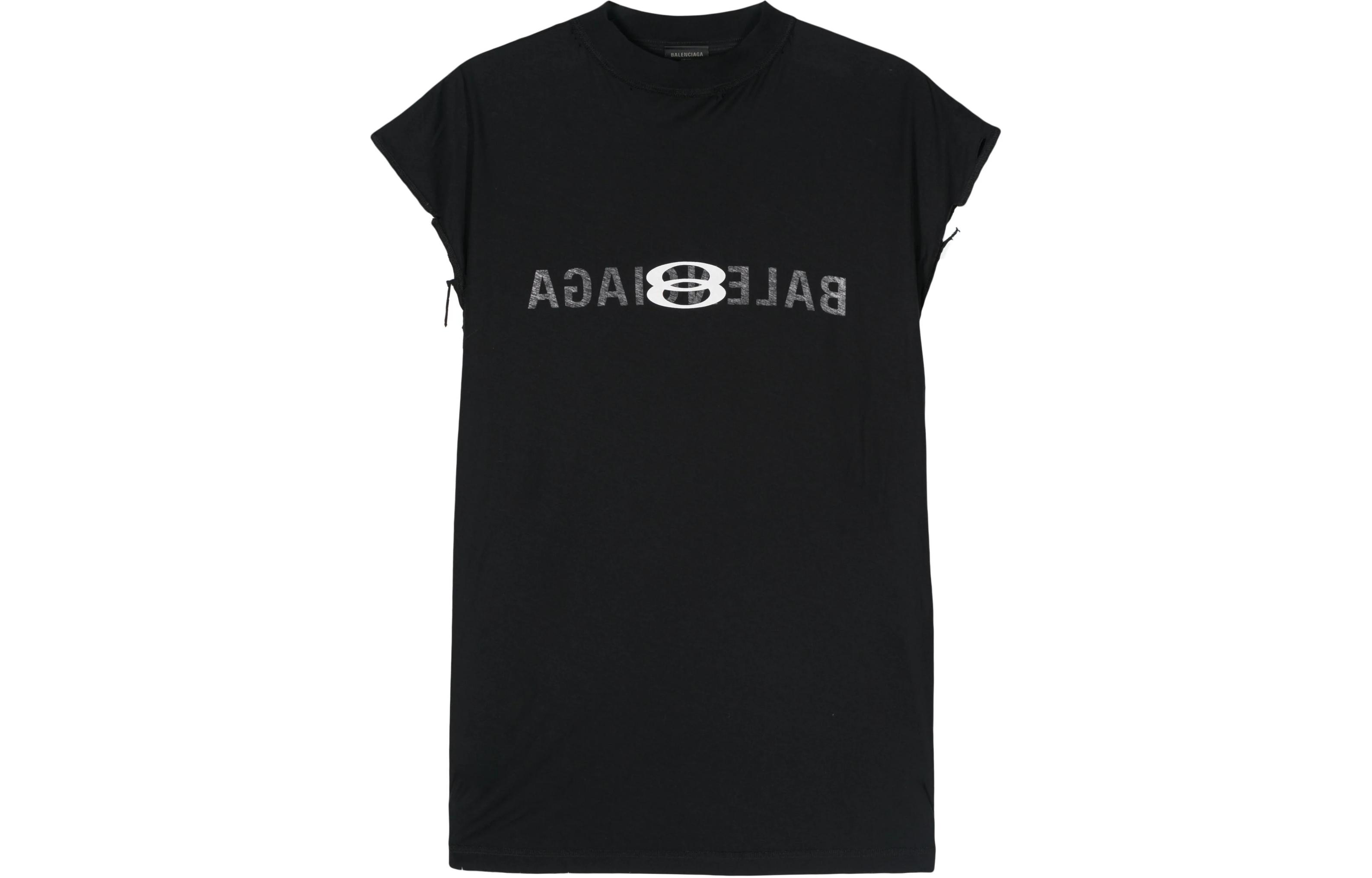 Order Balenciaga SS24 Letter Logo Print Unisex Black Crewneck T-Shirt Regular Fit 790352TQVJ41569