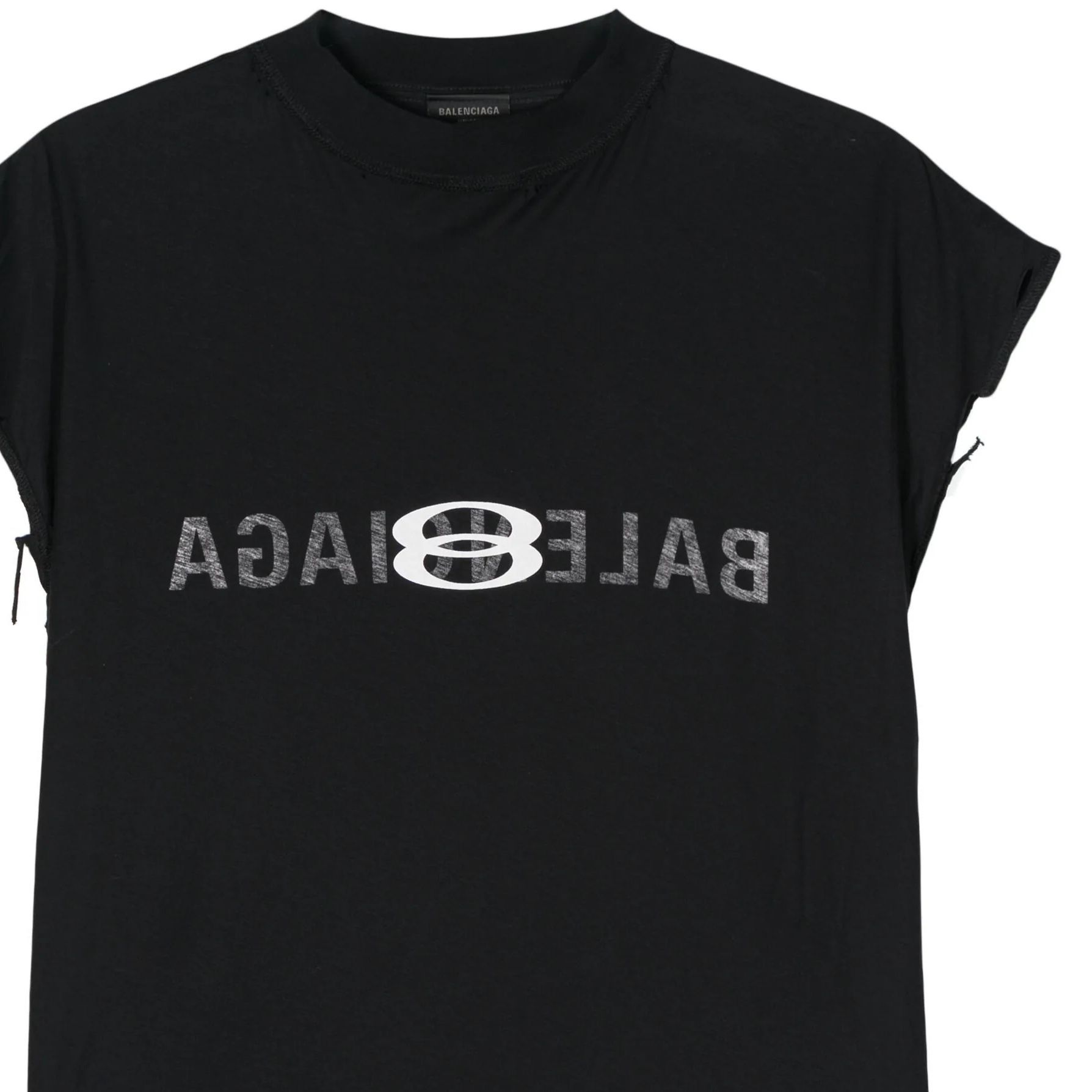 Shop Balenciaga SS24 Letter Logo Print Unisex Black Crewneck T-Shirt Regular Fit 790352TQVJ41569