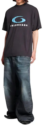 Balenciaga SS24 字母LOGO印花男女同款T恤 黑藍色 常規版型。 764235TRVC23521 Shop Balenciaga SS24 字母LOGO印花男女同款T恤 黑藍色 常規版型。 764235TRVC23521