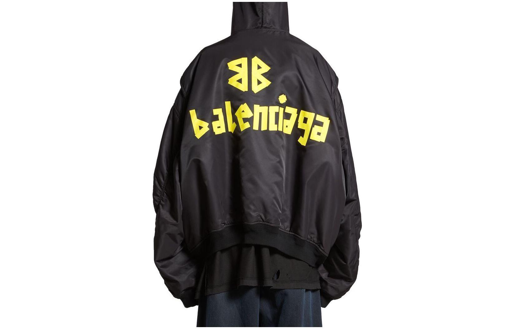 Balenciaga SS24 Letter Logo Print Zip-Up Hoodie Jacket Black ( Loose Fit) 791103TPO041000