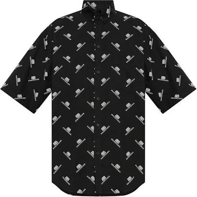 巴黎世家 SS24 字母标志短袖衬衫 常规版型 黑色 681702TQL141070 Buy 巴黎世家 SS24 字母标志短袖衬衫 常规版型 黑色 681702TQL141070