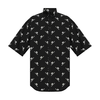 Balenciaga SS24 Letter Logo Short Sleeve Shirt Regular Fit Black 681702TQL141070