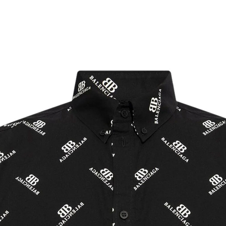 Sizing 巴黎世家 SS24 字母标志短袖衬衫 常规版型 黑色 681702TQL141070