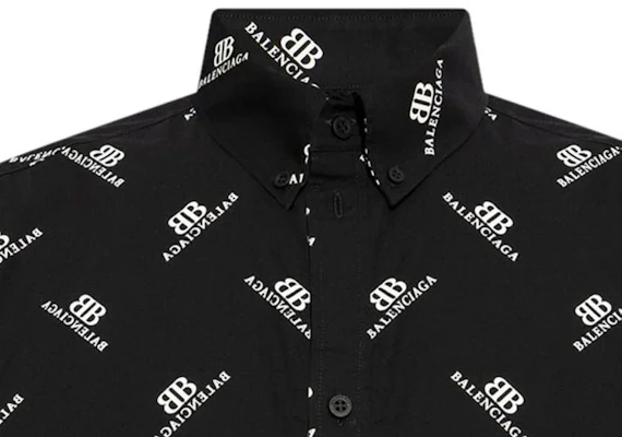 巴黎世家 SS24 字母标志短袖衬衫 常规版型 黑色 681702TQL141070 Sizing 巴黎世家 SS24 字母标志短袖衬衫 常规版型 黑色 681702TQL141070