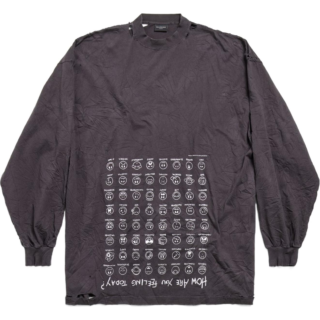 Balenciaga SS24 Letter Print Brown Oversized Long Sleeve Unisex T-Shirt. 796917TRVH79034