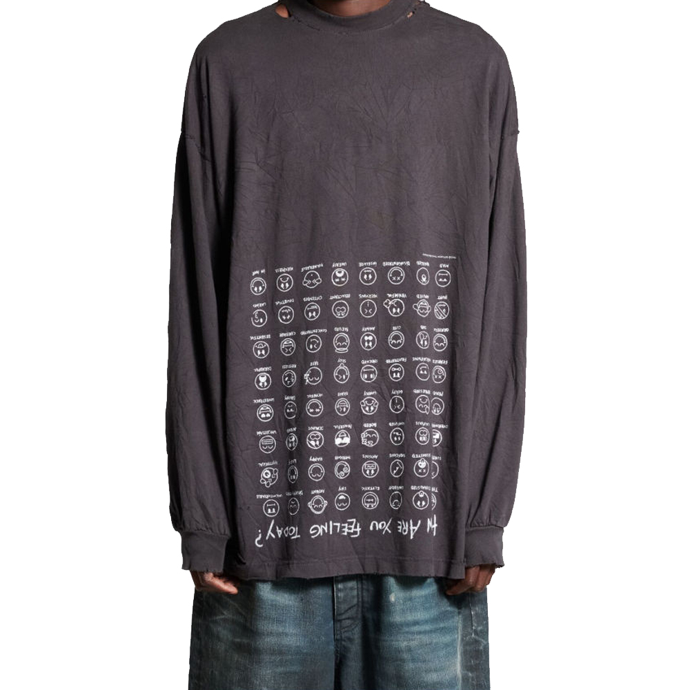 Shop Balenciaga SS24 Baju-T Unisex Coklat Cetakan Huruf Lengan Panjang Oversized. 796917TRVH79034