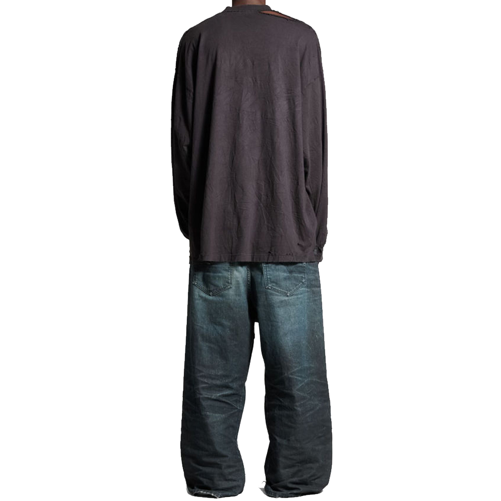 Purchase Balenciaga SS24 Baju-T Unisex Coklat Cetakan Huruf Lengan Panjang Oversized. 796917TRVH79034