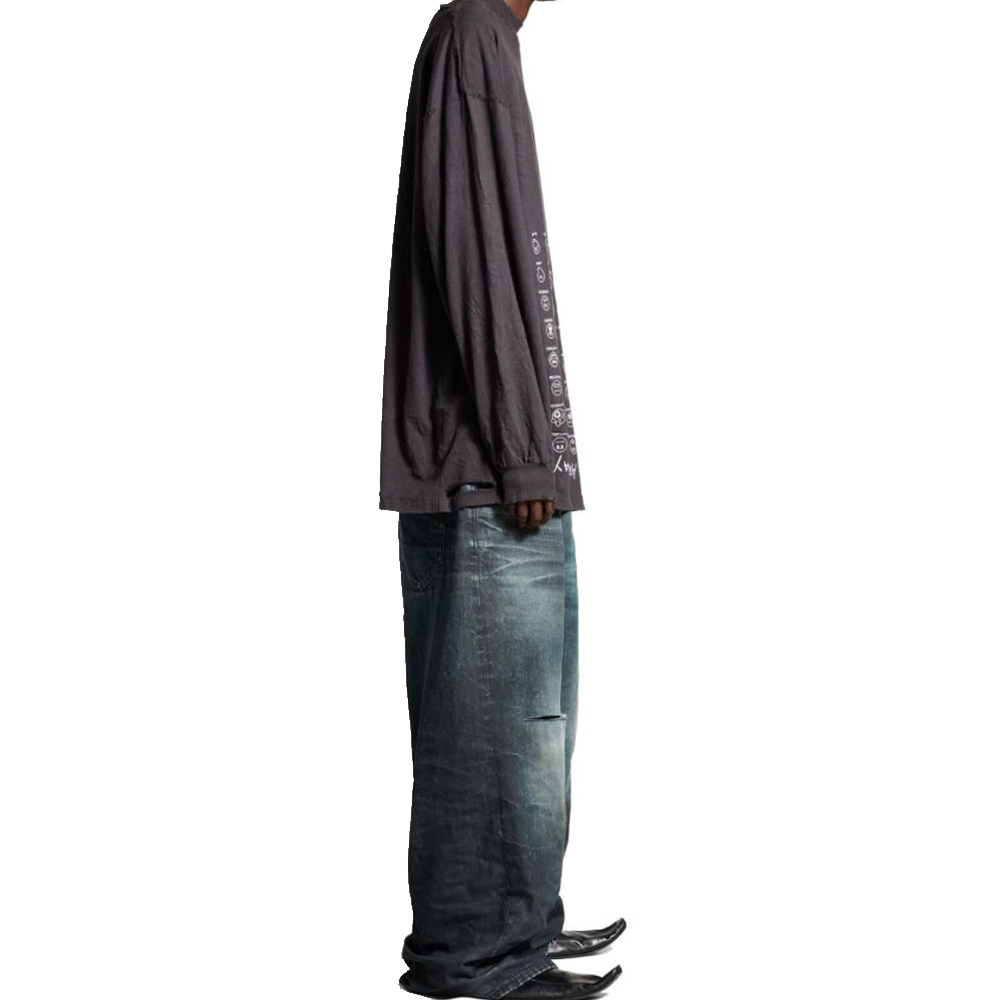 Details for Balenciaga SS24 Baju-T Unisex Coklat Cetakan Huruf Lengan Panjang Oversized. 796917TRVH79034