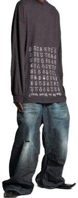 Balenciaga SS24 Baju-T Unisex Coklat Cetakan Huruf Lengan Panjang Oversized. 796917TRVH79034 Sizing Balenciaga SS24 Baju-T Unisex Coklat Cetakan Huruf Lengan Panjang Oversized. 796917TRVH79034