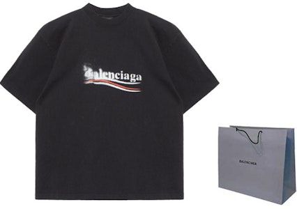 발렌시아가 SS24 레터 프린트 크루넥 티셔츠 유니섹스 블랙 레귤러 핏. 764235TQVI51569 Shop 발렌시아가 SS24 레터 프린트 크루넥 티셔츠 유니섹스 블랙 레귤러 핏. 764235TQVI51569