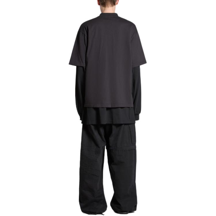 Details for バレンシアガ SS24 レタープリント クルーネック Tシャツ ユニセックス ブラック レギュラーフィット 764235TQVI51569