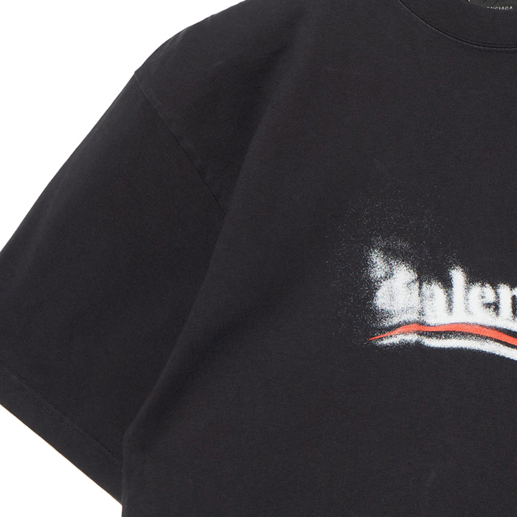 Cheap バレンシアガ SS24 レタープリント クルーネック Tシャツ ユニセックス ブラック レギュラーフィット 764235TQVI51569