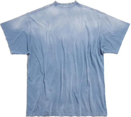 Balenciaga SS24 字母印花做舊寬鬆男女款藍色T恤 739028TQVO14530 Lookbook Balenciaga SS24 字母印花做舊寬鬆男女款藍色T恤 739028TQVO14530