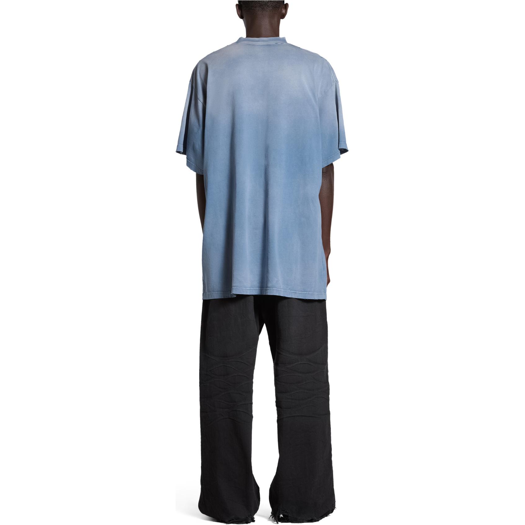 Purchase Balenciaga SS24 字母印花做舊寬鬆男女款藍色T恤 739028TQVO14530