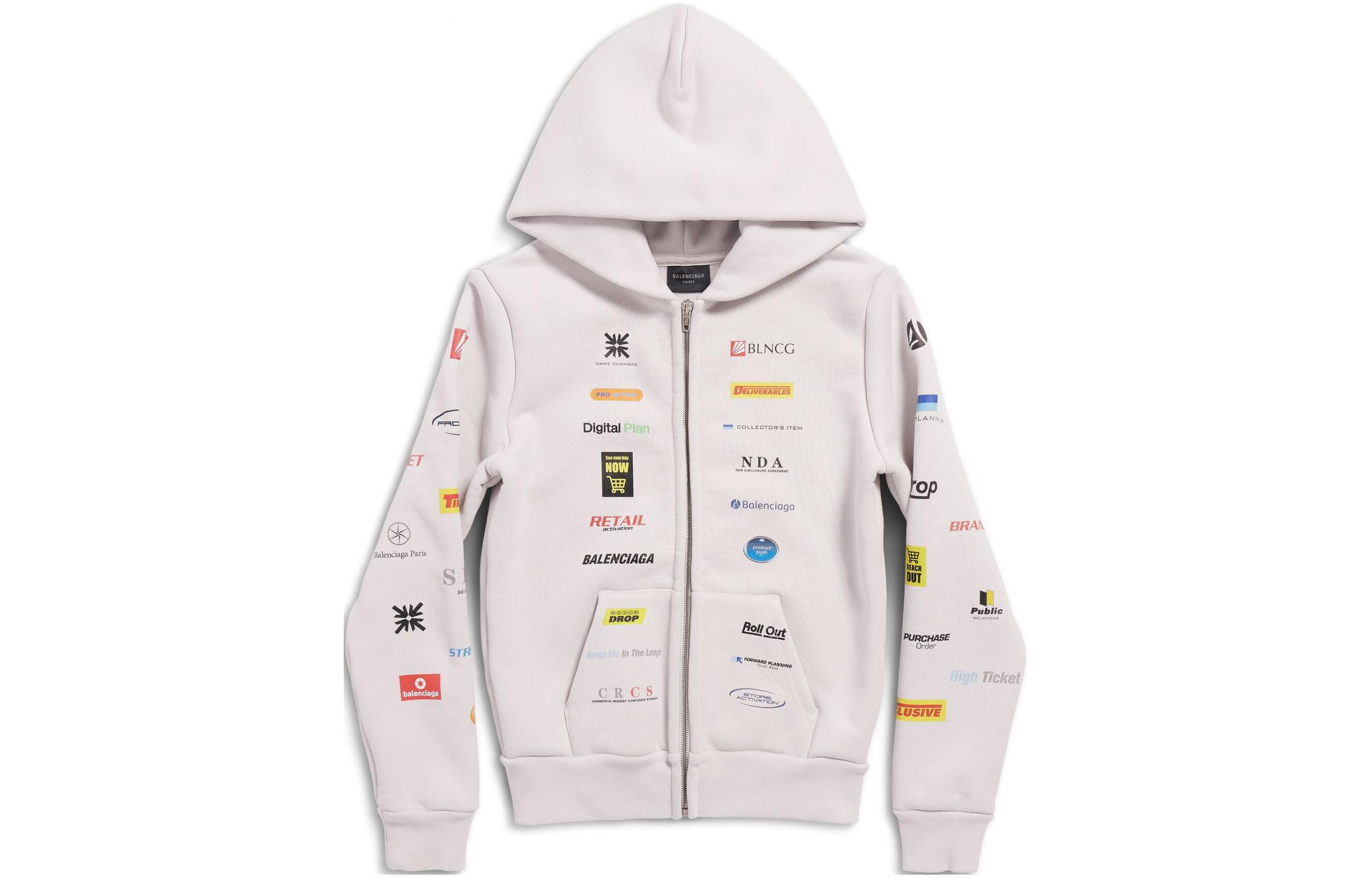 Balenciaga SS24 Letter Print Hoodie Unisex Slim Fit Off-White 788243TQVH69016