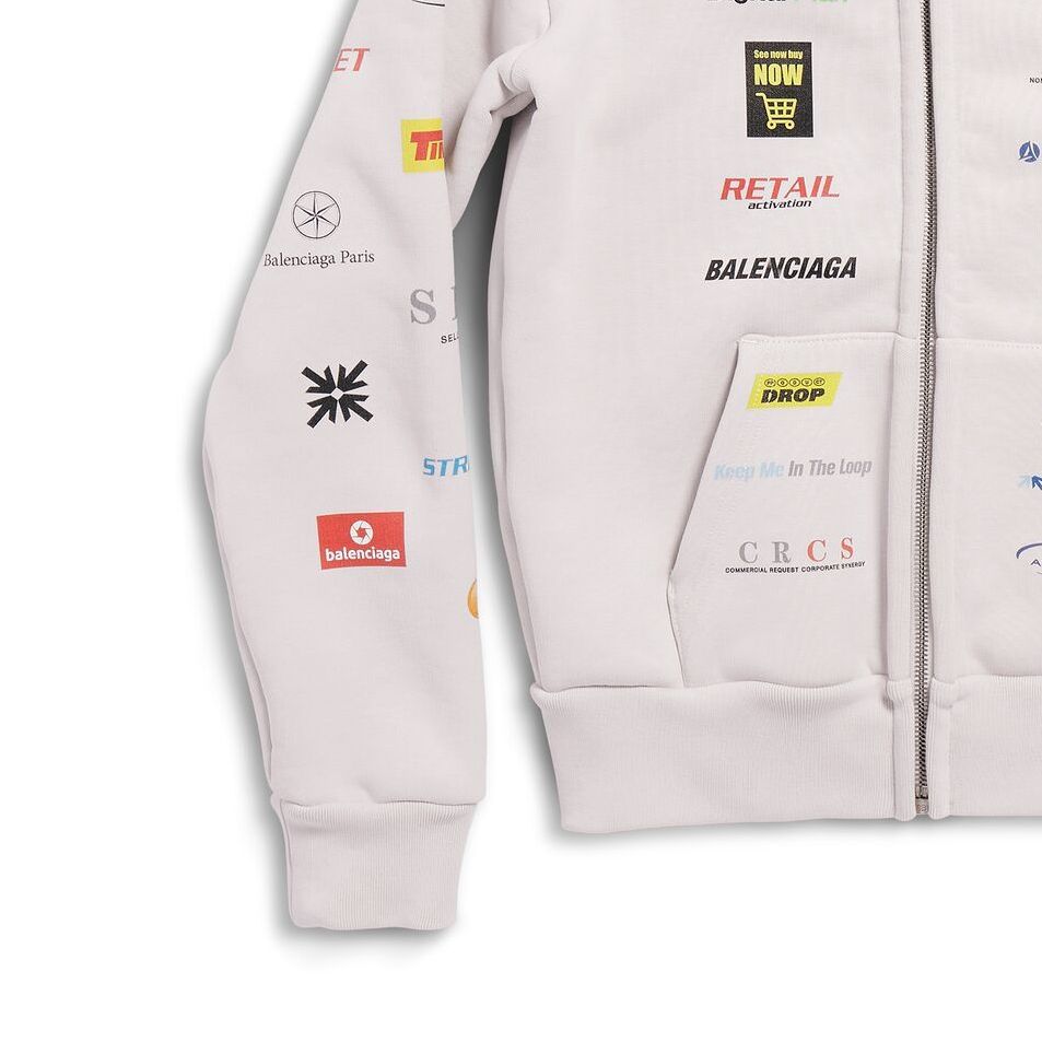 Sizing 巴黎世家SS24字母印花连帽衫男女同款修身款米白色 788243TQVH69016