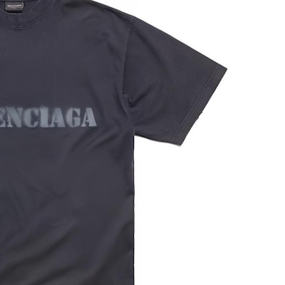 Balenciaga SS24 Kaos Longgar Print Huruf Crewneck Hitam. 764235TQVA31750 3