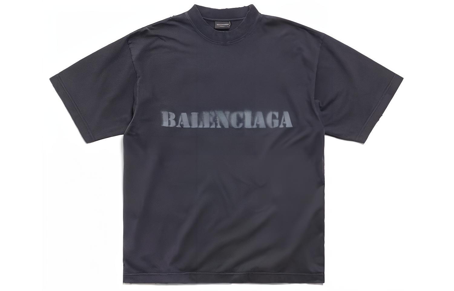 Order Balenciaga SS24 Kaos Longgar Print Huruf Crewneck Hitam. 764235TQVA31750