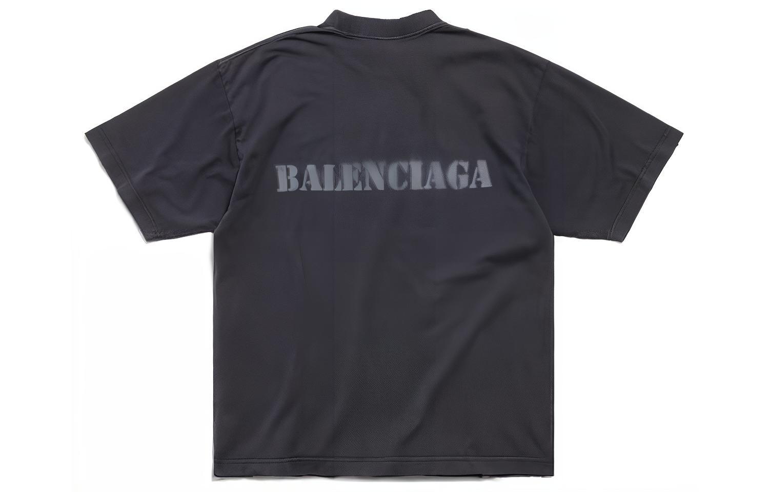 Lookbook Balenciaga SS24 Kaos Longgar Print Huruf Crewneck Hitam. 764235TQVA31750