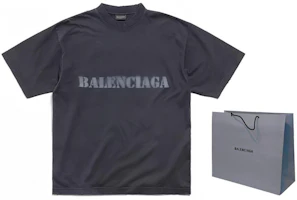 Shop Balenciaga SS24 Letter Print Loose Fit Crewneck T-Shirt Black . 764235TQVA31750