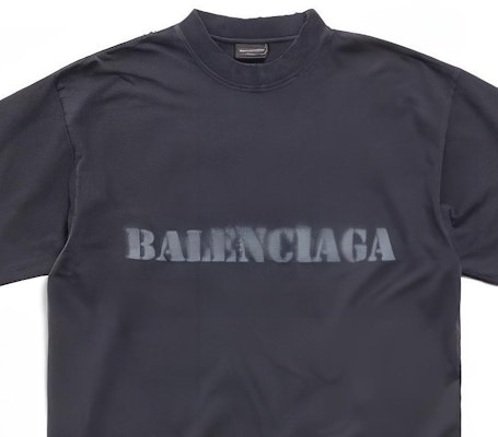 Balenciaga SS24 Kaos Longgar Print Huruf Crewneck Hitam. 764235TQVA31750 2