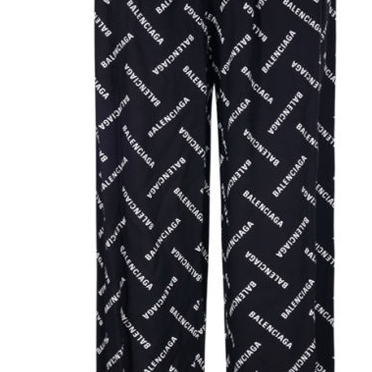 Sizing 발렌시아가 SS24 레터 프린트 미드 라이즈 스트레이트 팬츠 유니섹스 블랙 659026TPLA51070