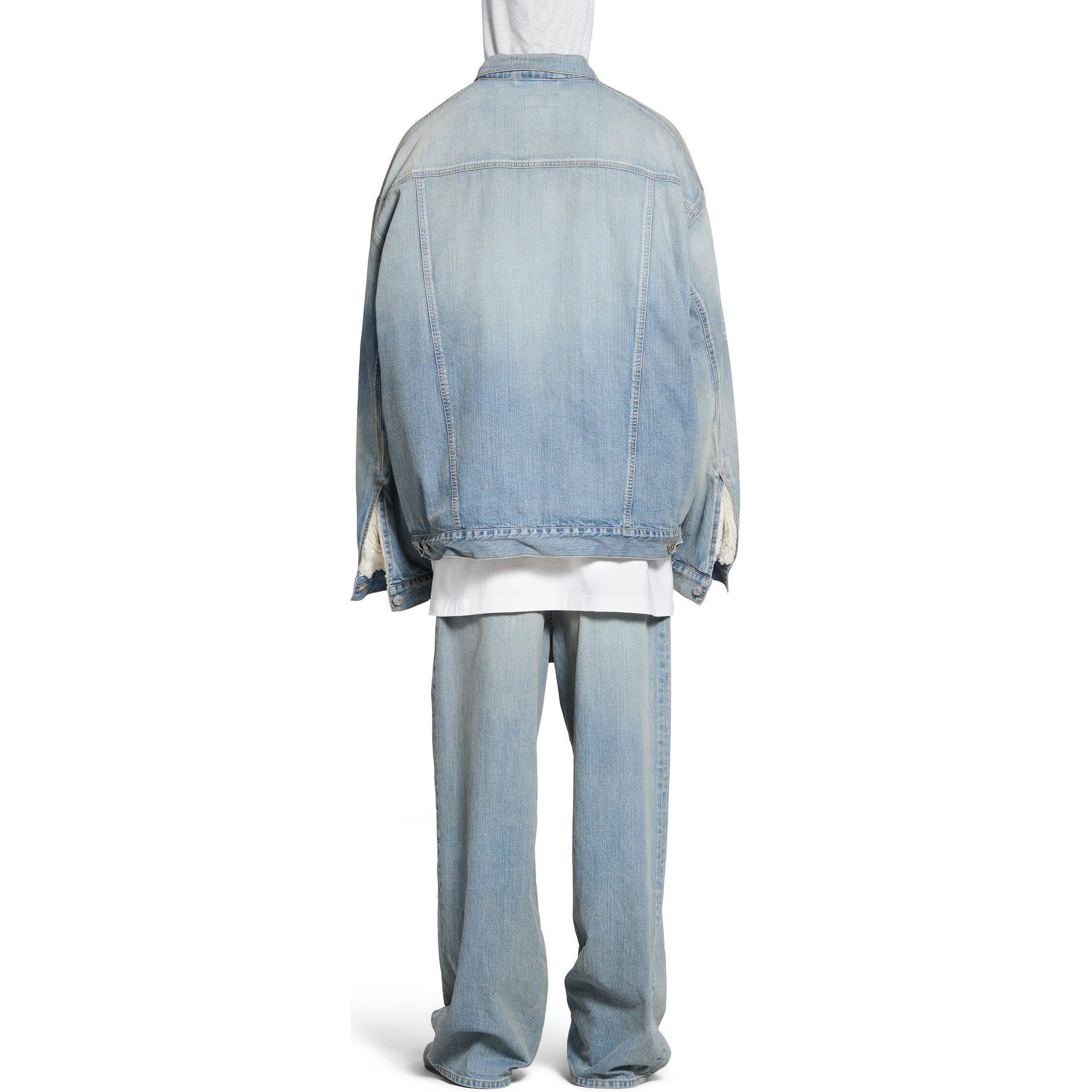 Balenciaga SS24 Letter Print Patchwork Denim Hoodie Jacket Unisex Light Blue. 773805TPW534868 圖 5