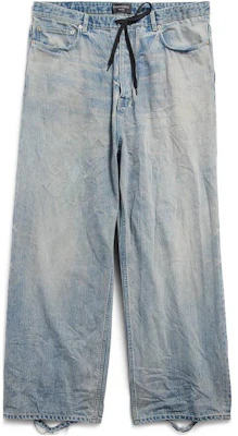 Balenciaga SS24 淺藍色徽標補丁抽繩寬版牛仔褲 男女適穿休閒款 786643TQW556379 Order Balenciaga SS24 淺藍色徽標補丁抽繩寬版牛仔褲 男女適穿休閒款 786643TQW556379