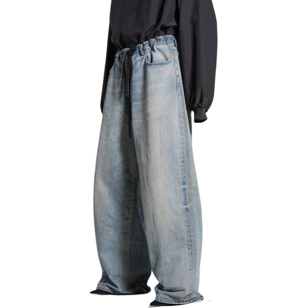 Sizing Balenciaga SS24 淺藍色徽標補丁抽繩寬版牛仔褲 男女適穿休閒款 786643TQW556379