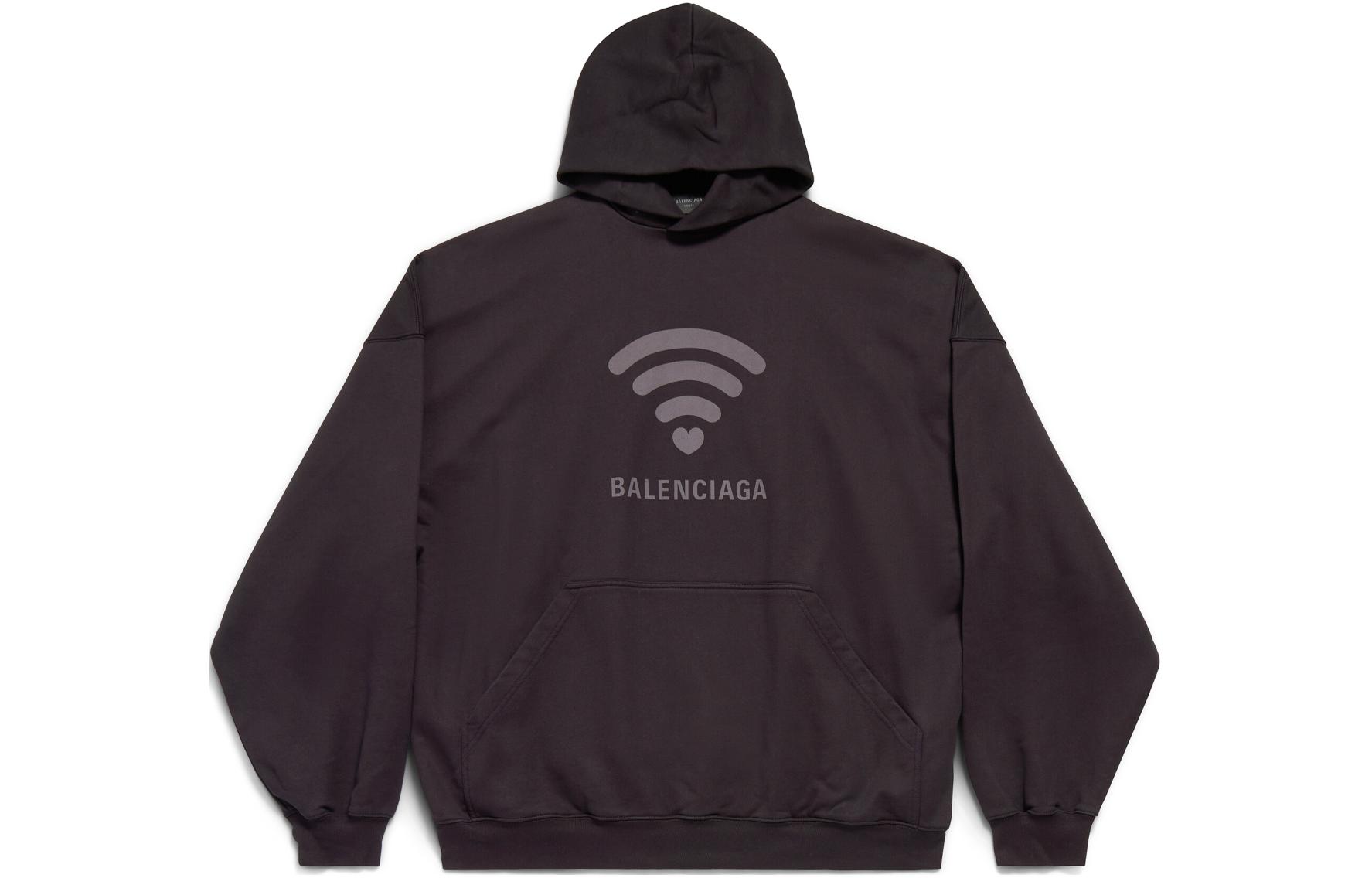 Balenciaga SS24 LO_VE Logo Print Hoodie Unisex Black Oversized Fit. 739024TQVK31576