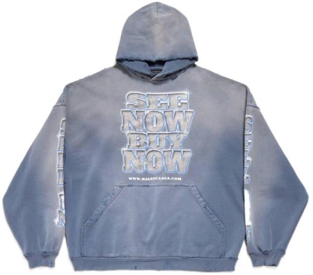 Balenciaga SS24 Logo Hoodie Unisex Loose Fit Blue 739024TQVE74108 Order Balenciaga SS24 Logo Hoodie Unisex Loose Fit Blue 739024TQVE74108