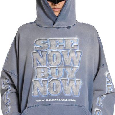 Balenciaga SS24 Logo Hoodie Unisex Loose Fit Blue 739024TQVE74108 Sizing Balenciaga SS24 Logo Hoodie Unisex Loose Fit Blue 739024TQVE74108