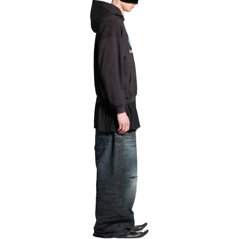 Details for Balenciaga SS24 Logo Hoodie Oversized Unisex Hitam. 767877TRVC33521