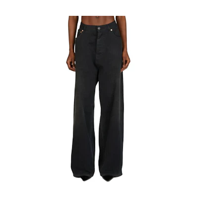 Balenciaga SS24 Logo Patch Straight-Leg Jeans Unisex Black. 767977TNW111672