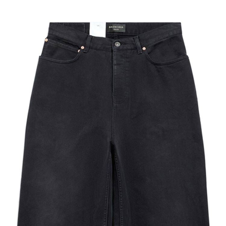 Details for Vaqueros Rectos Unisex Negros con Parche Logo Balenciaga SS24. 767977TNW111672