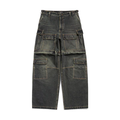 Balenciaga SS24 Logo Patch Straight Leg Jeans Unisex Loose Fit Black. 773759TBP473721