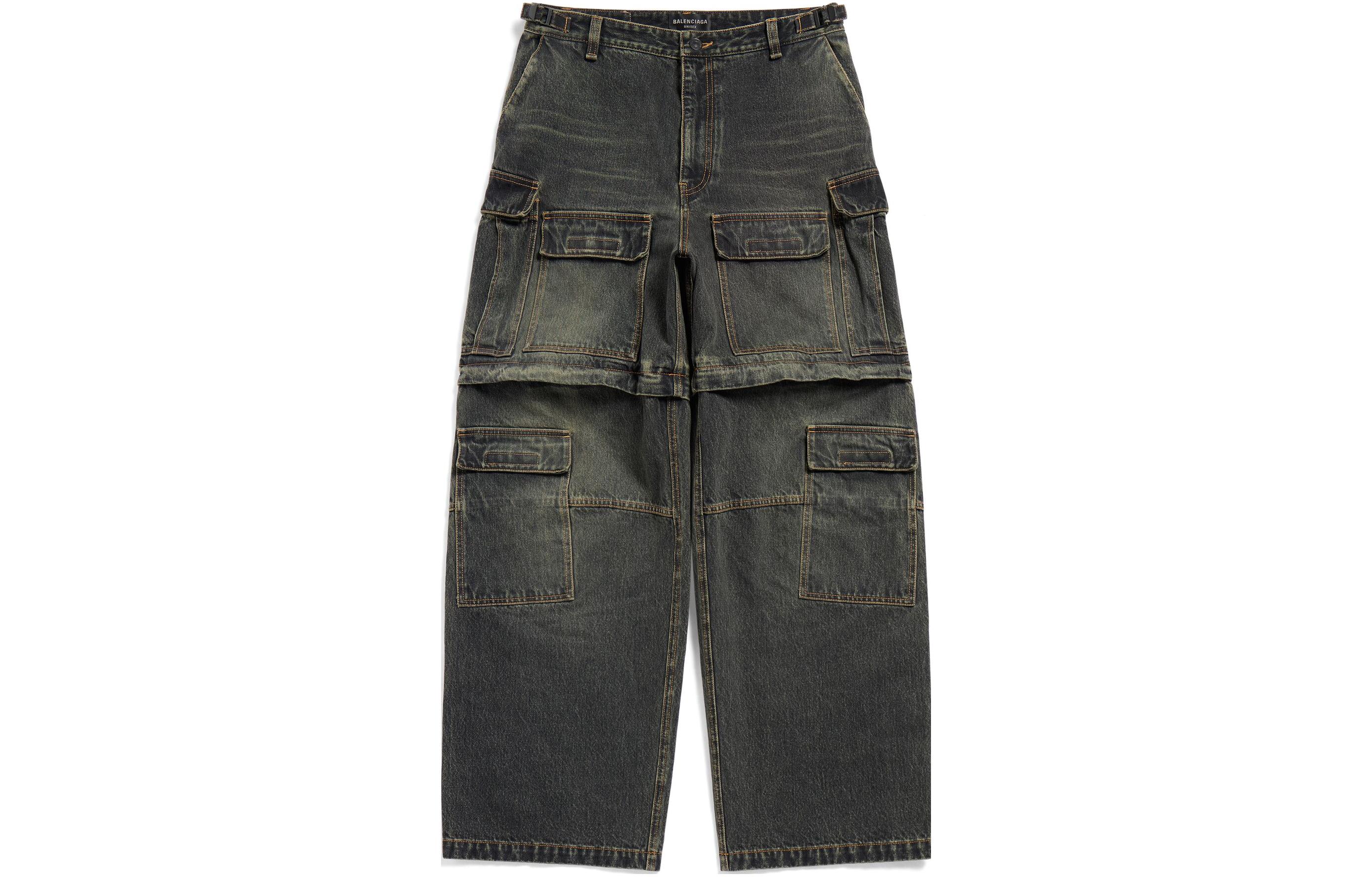 Order Balenciaga SS24 徽標補丁直筒牛仔褲 男女寬鬆版 黑色 773759TBP473721