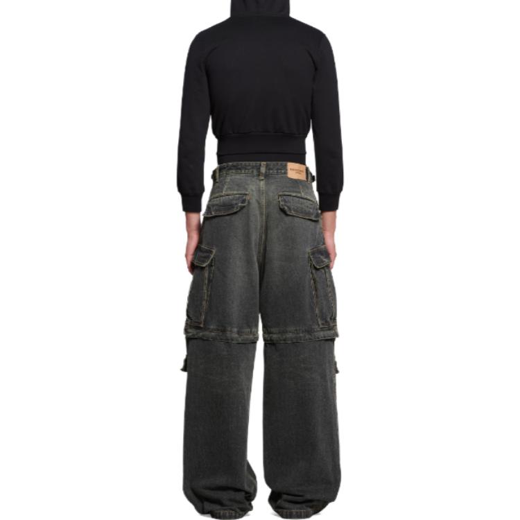 Purchase Balenciaga SS24 徽標補丁直筒牛仔褲 男女寬鬆版 黑色 773759TBP473721